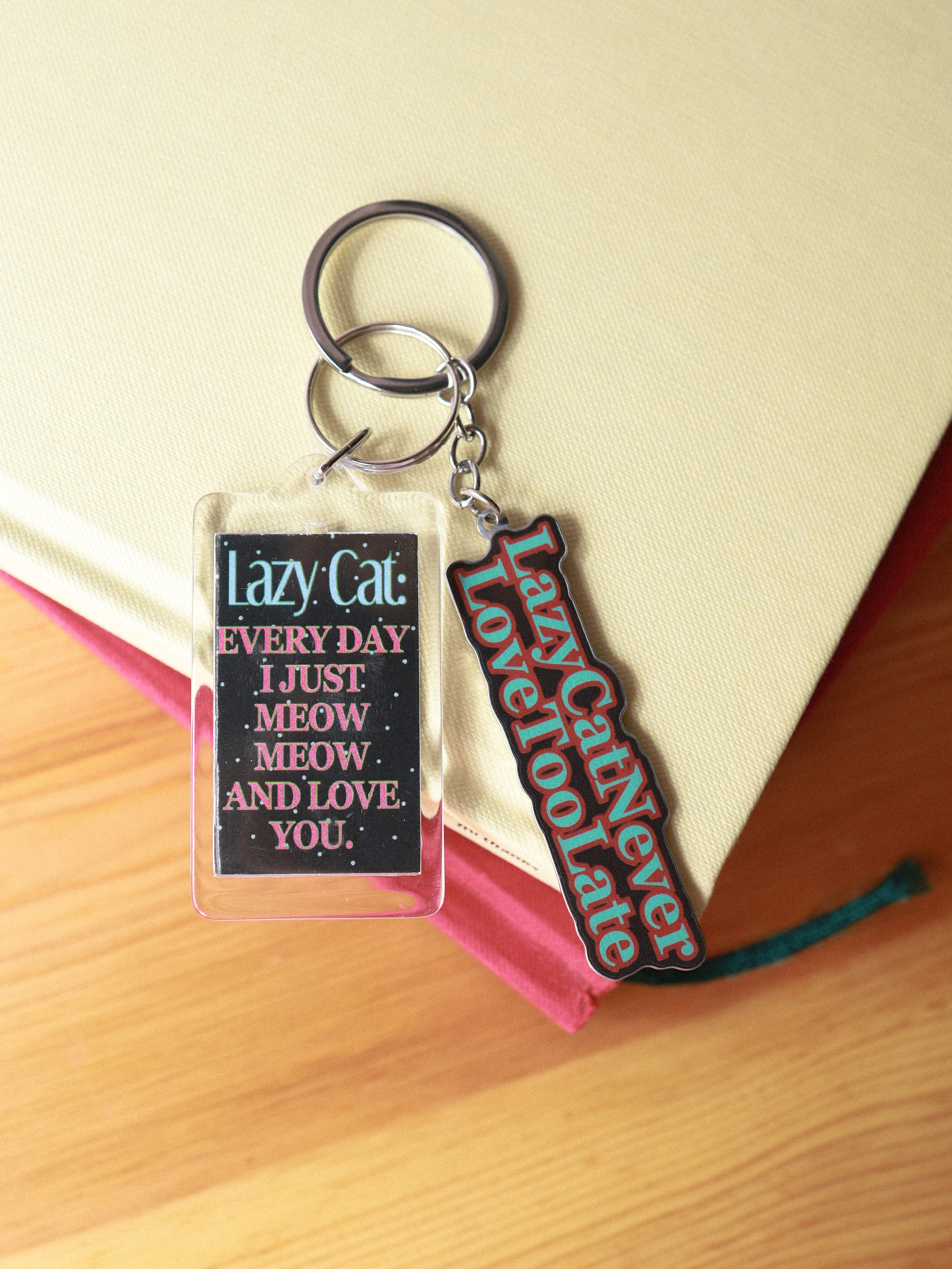Lazy Cat Logo Key Chain (Teal)