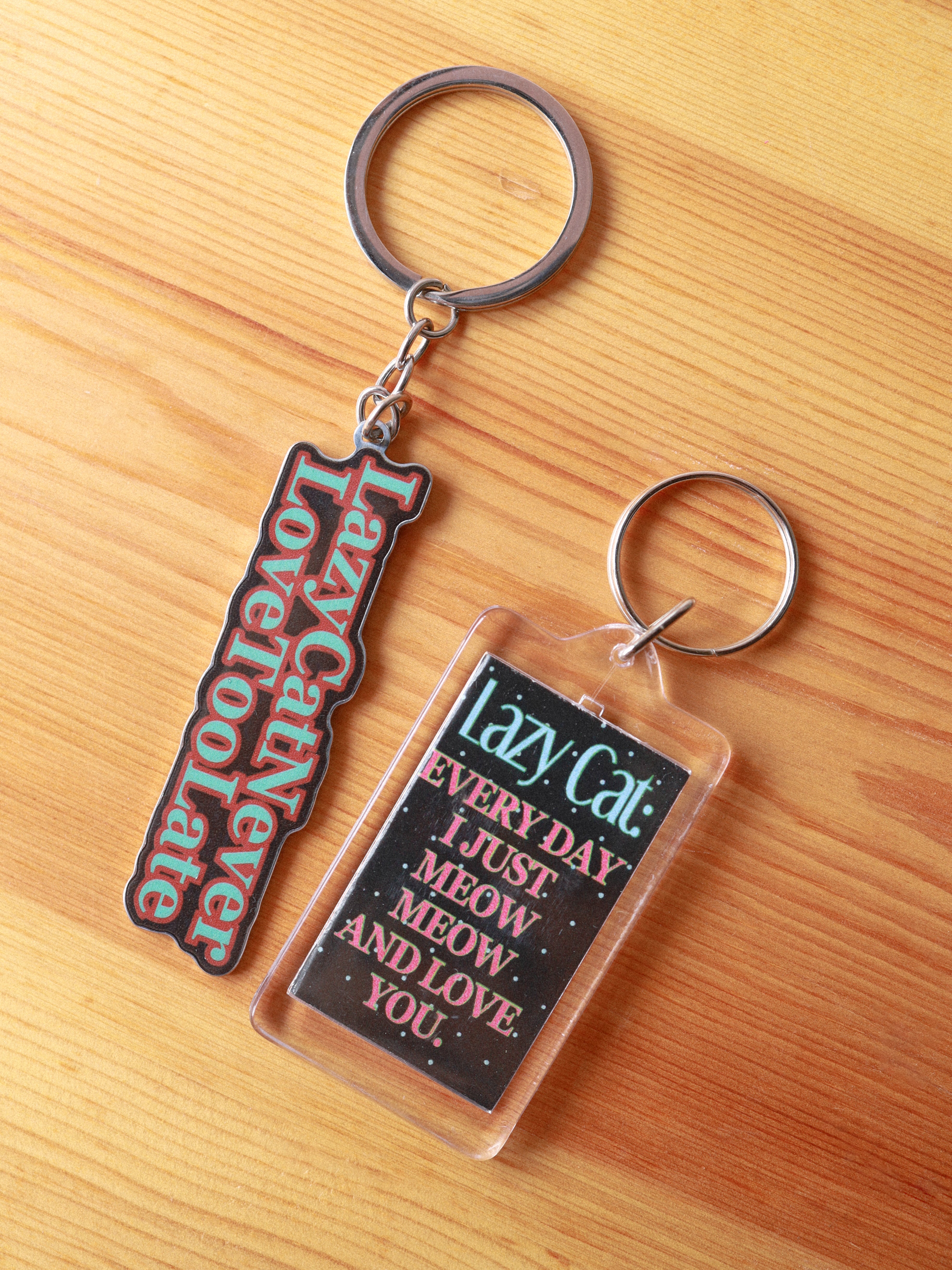 Lazy Cat Logo Key Chain (Teal)