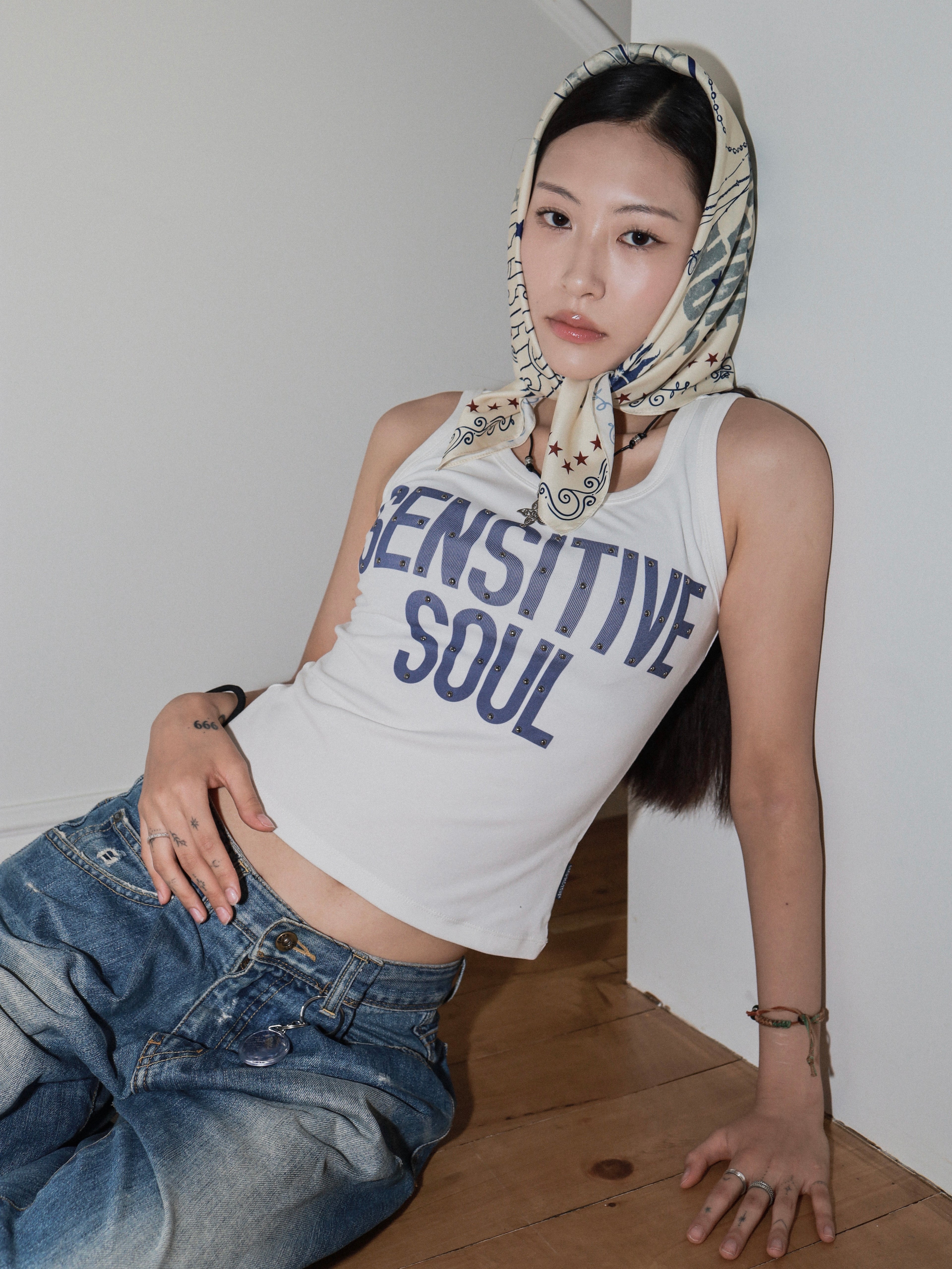 "Sensitive Soul" Sleeveless White