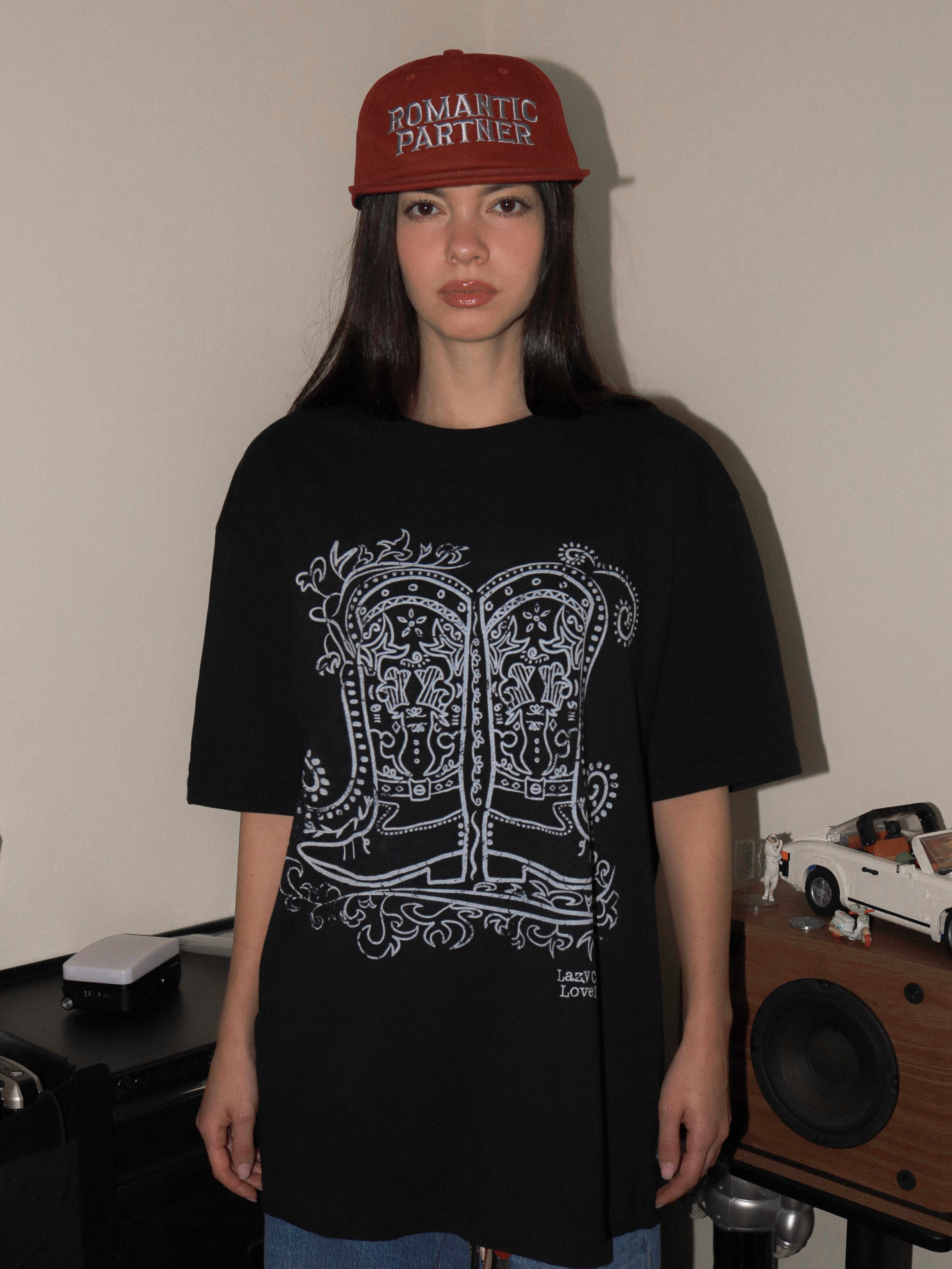 Lazy Cat Boots Tee Black