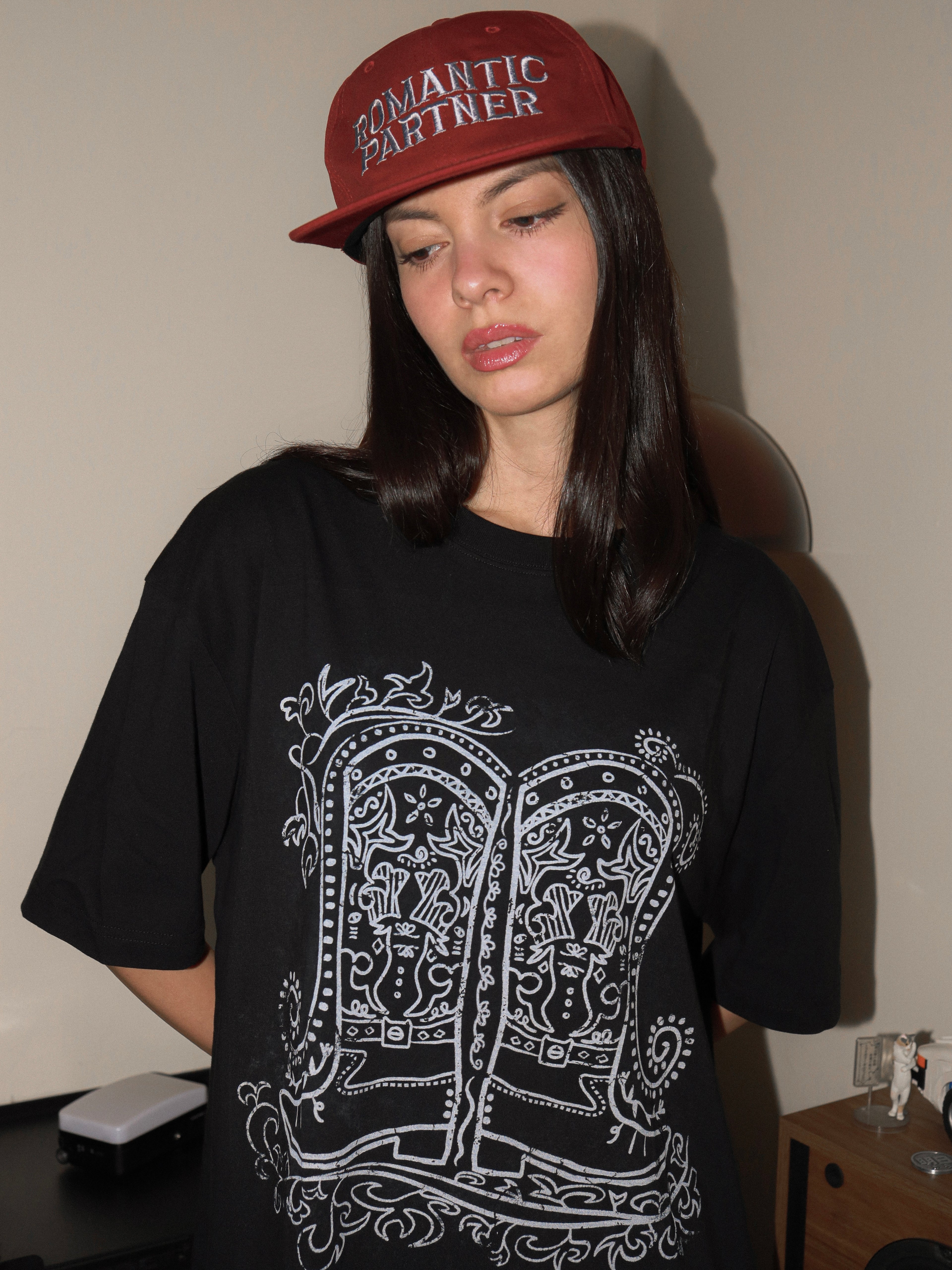 Lazy Cat Boots Tee Black