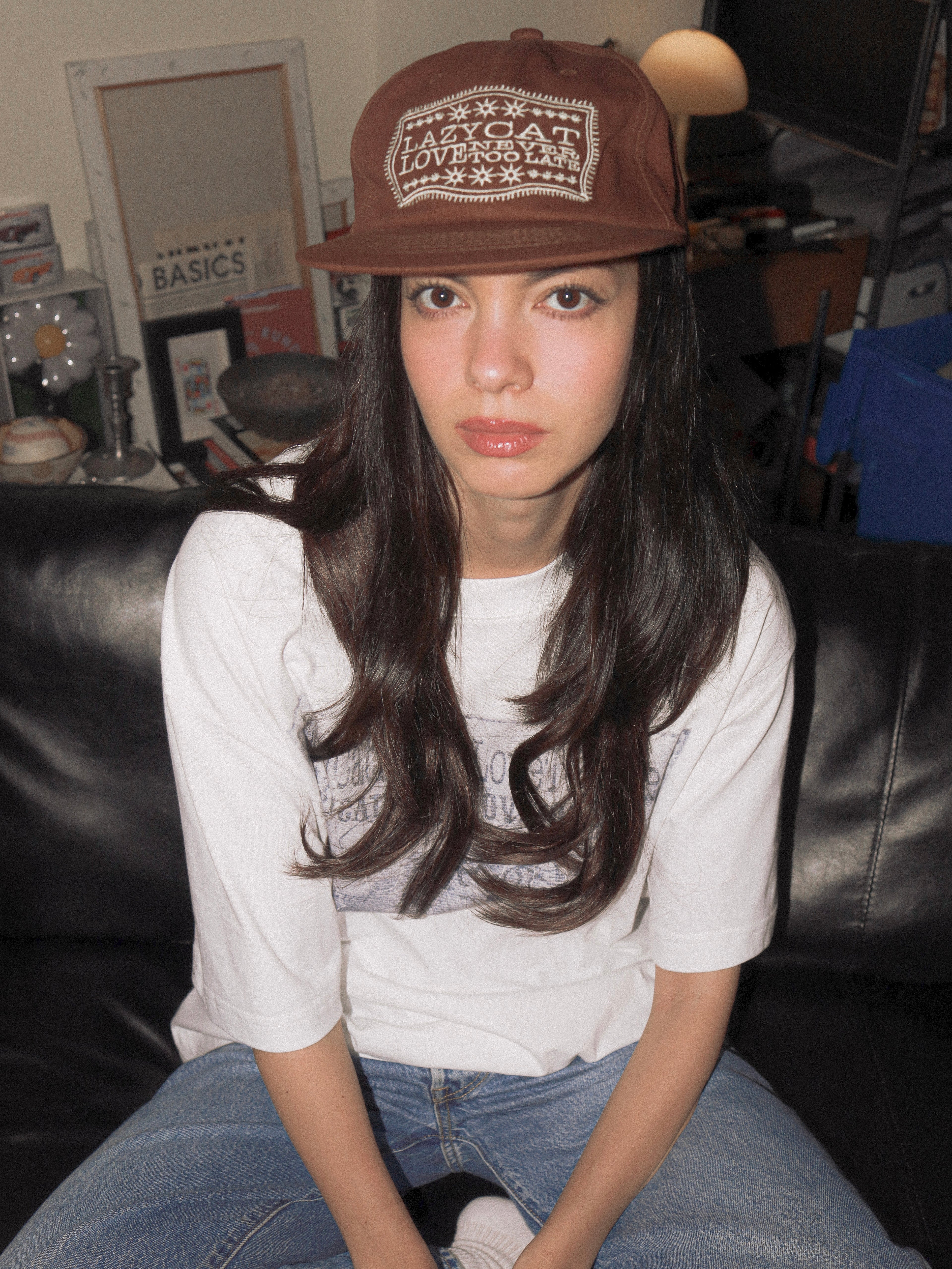 Lazy Cat Logo Cap Brown