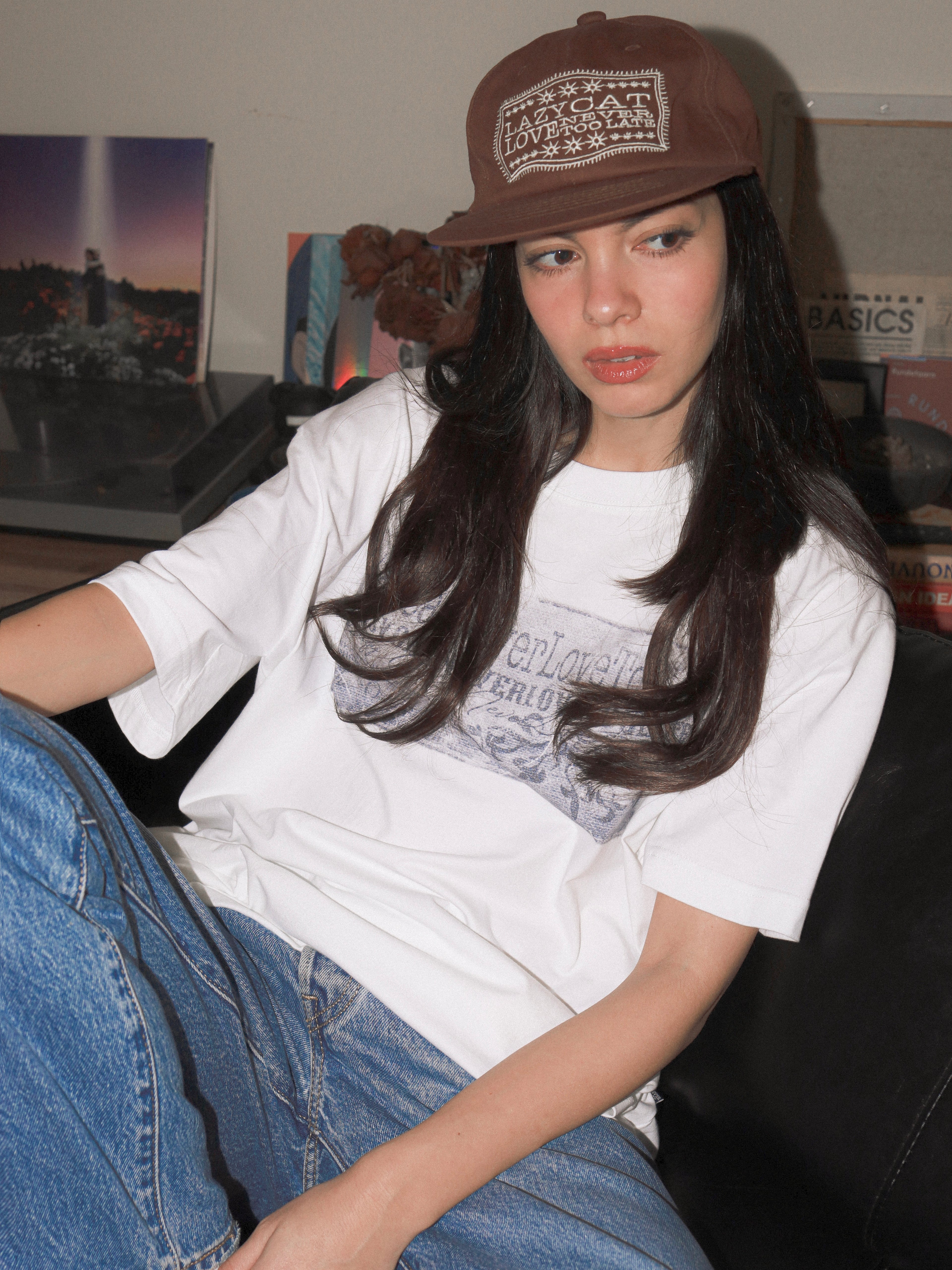 Lazy Cat Logo Cap Brown