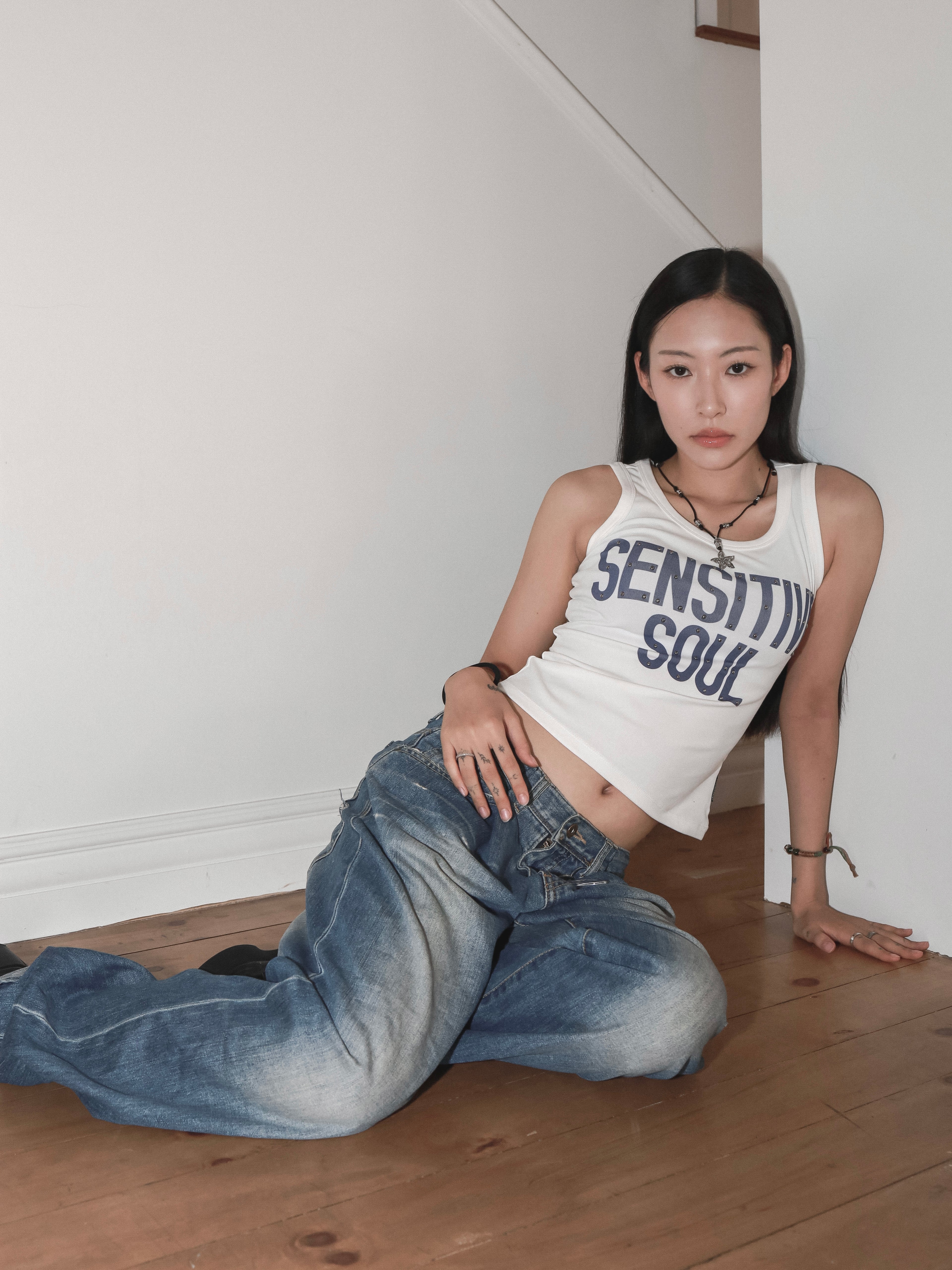 "Sensitive Soul" Sleeveless White