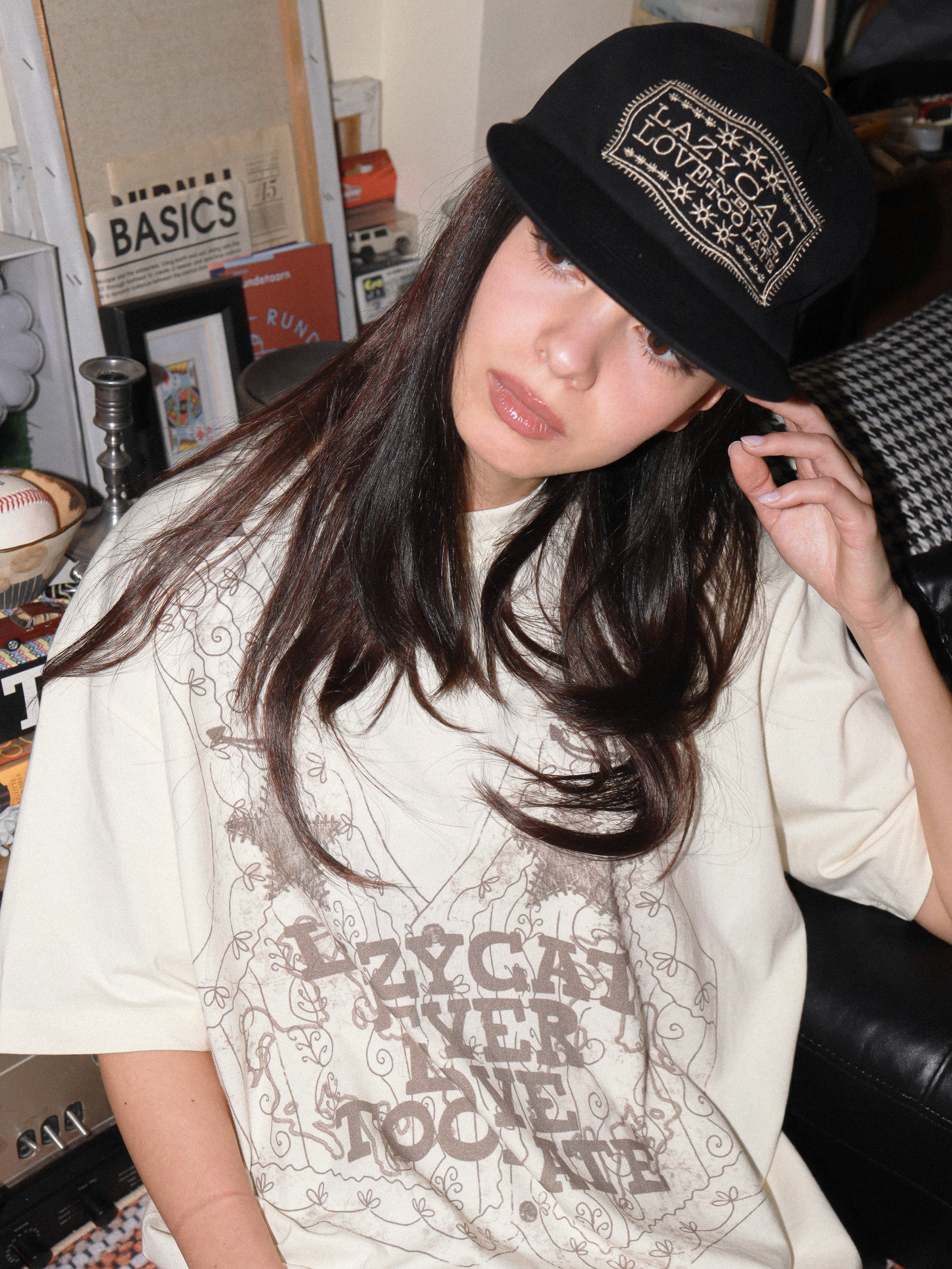 Lazy Cat Logo Cap Black