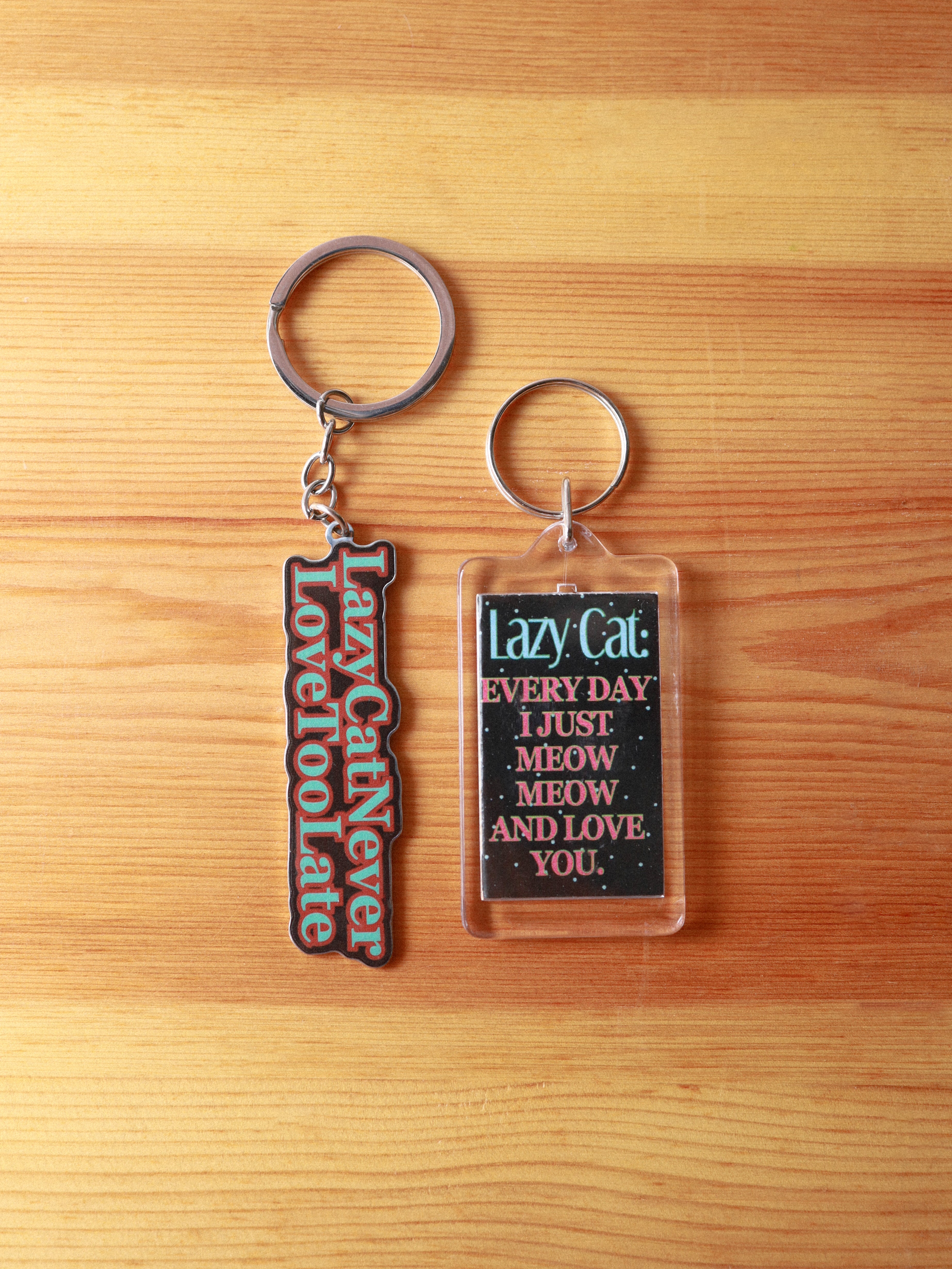 Lazy Cat Logo Key Chain (Teal)