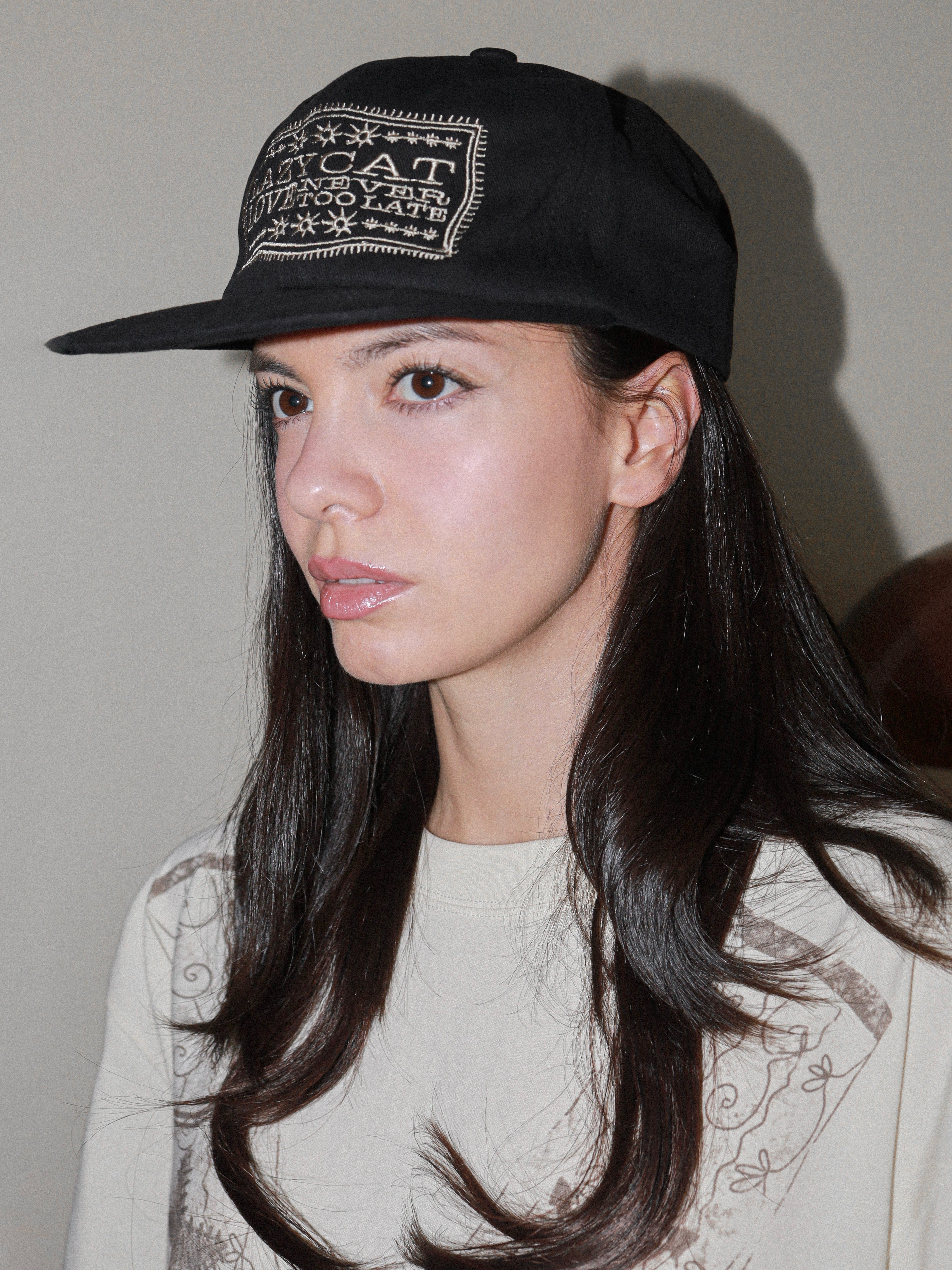 Lazy Cat Logo Cap Black
