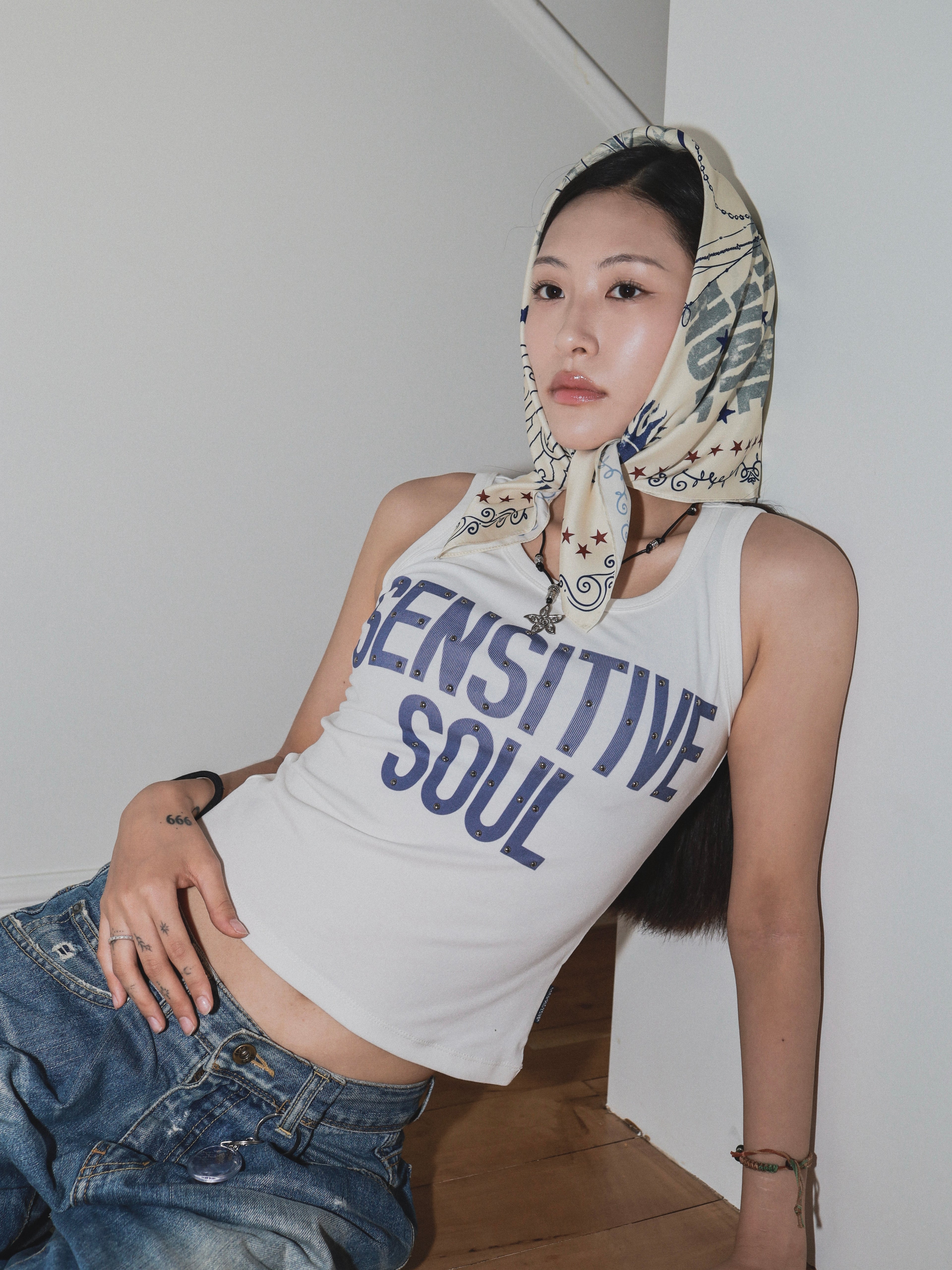 "Sensitive Soul" Sleeveless White
