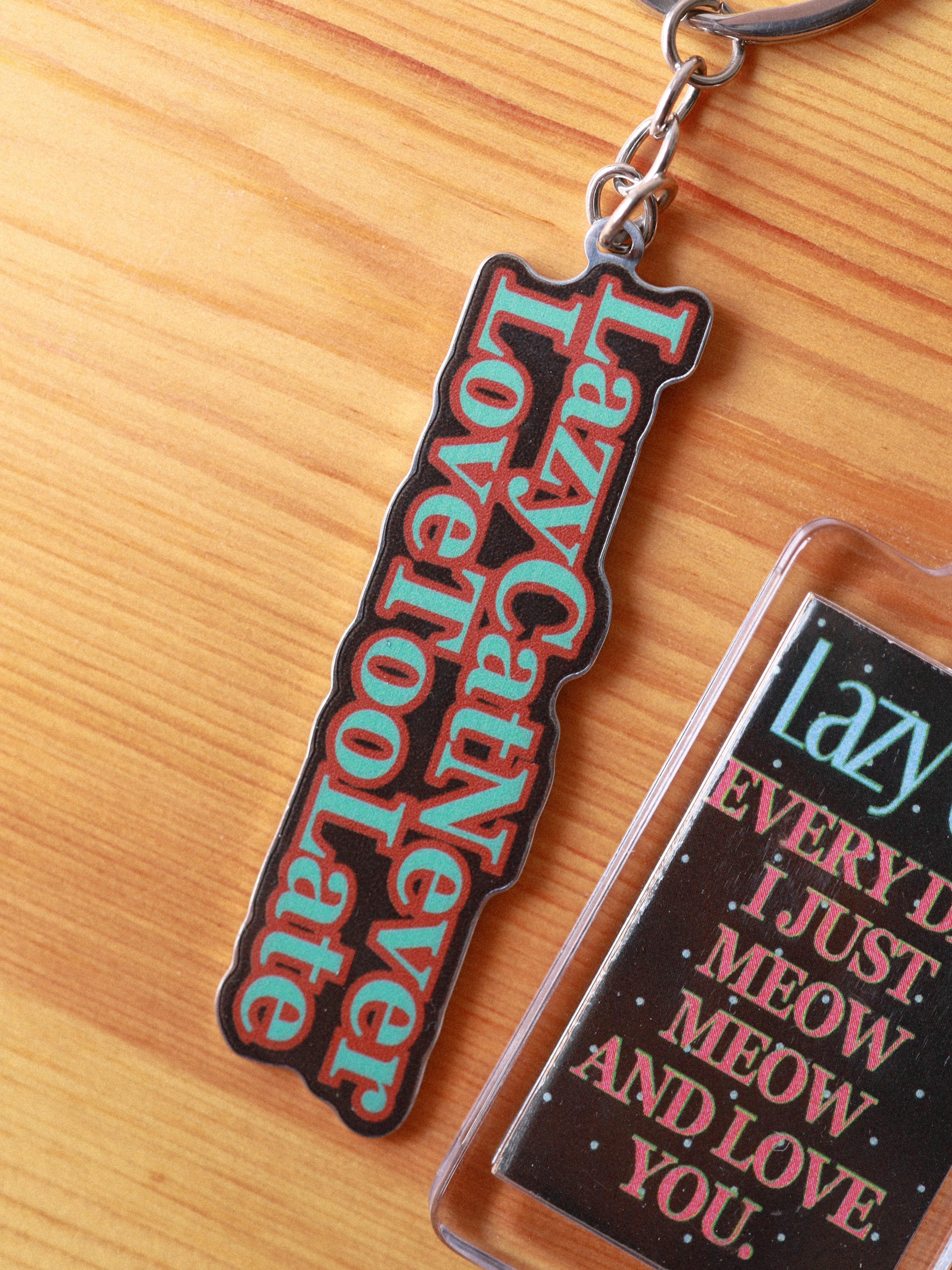 Lazy Cat Logo Key Chain (Teal)