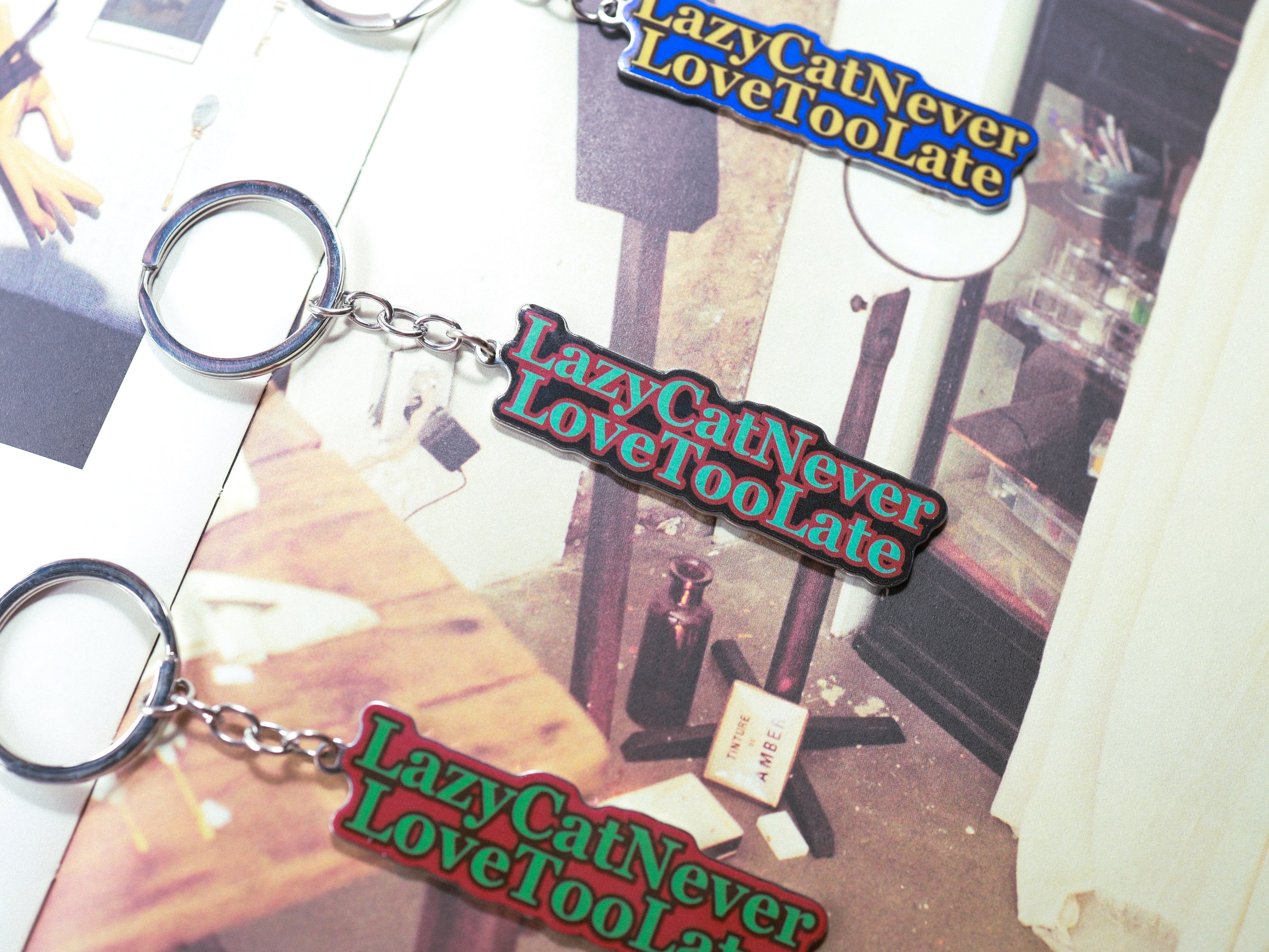 Lazy Cat Logo Key Chain (Teal)