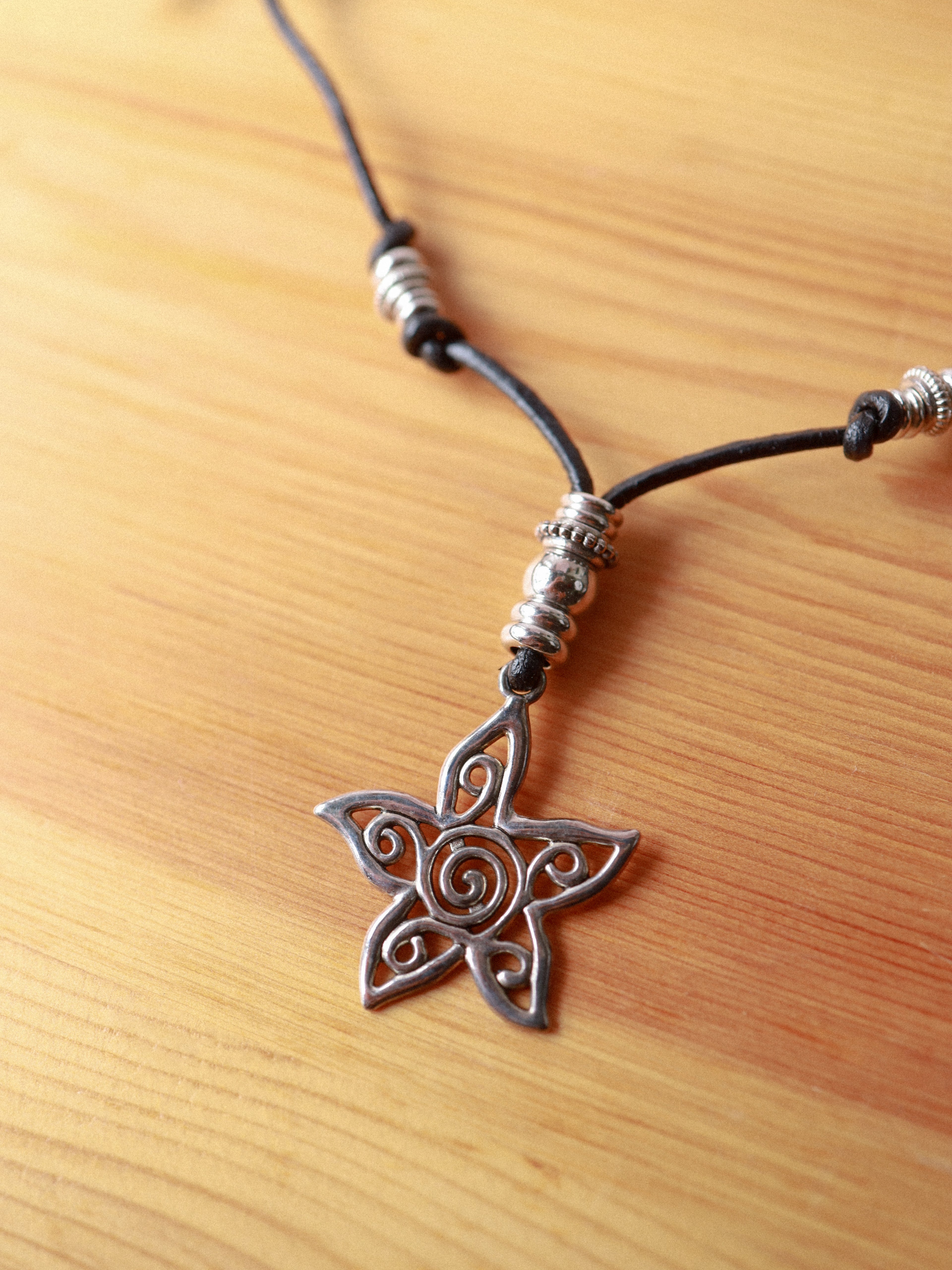 'Flower' Handmade Necklace Black