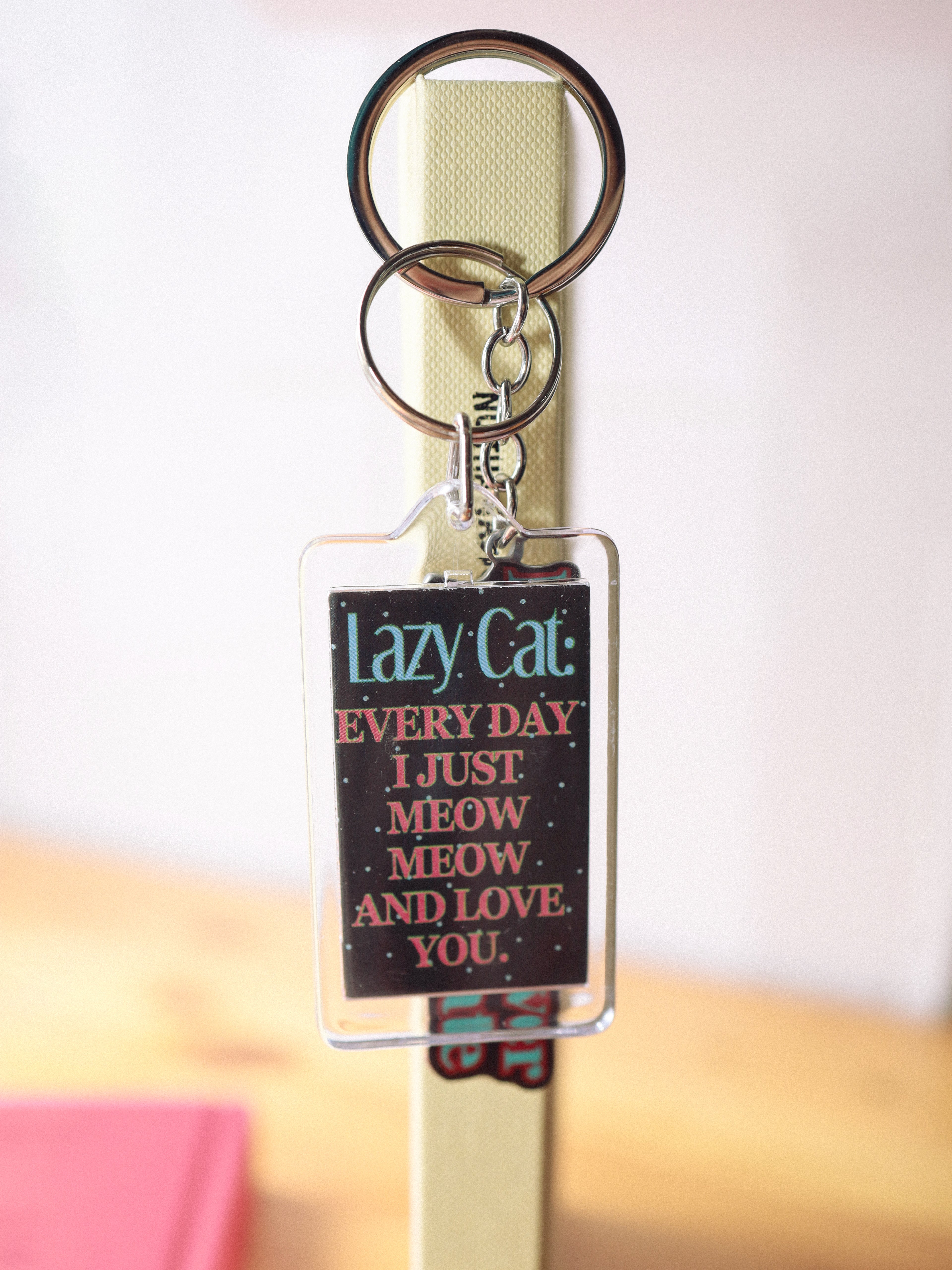 Lazy Cat Logo Key Chain (Teal)