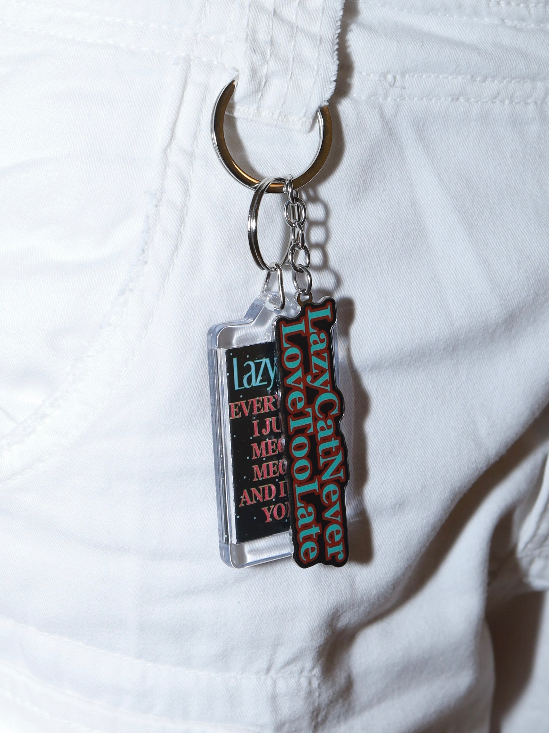 Lazy Cat Logo Key Chain (Teal)